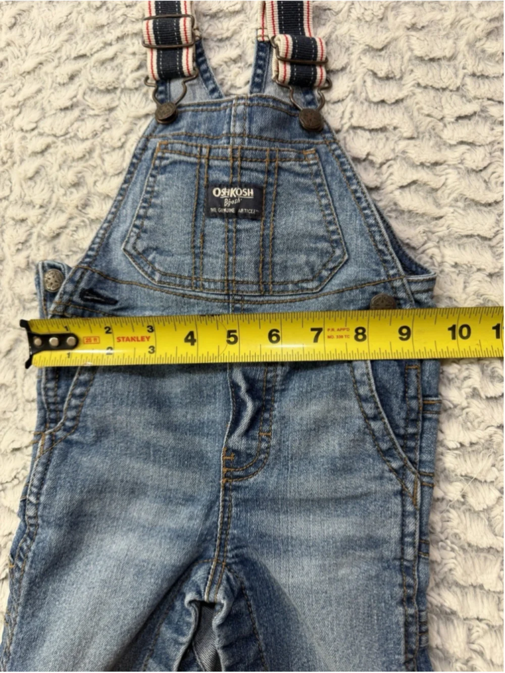 OshKosh B'gosh Baby 3-6M Blue Denim Overall One-Piece Adjustable Straps